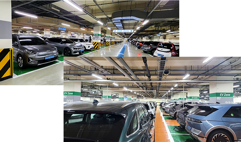 Hyundai Kia Motors headquarters, fire monitoring system installed at electric vehicle charging areas in the parking lot