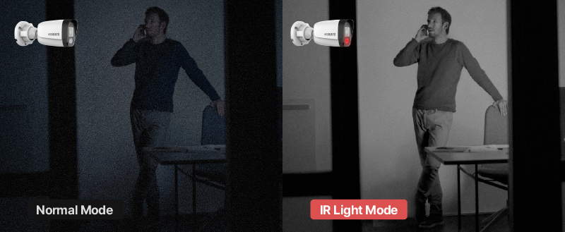 IR 모드로 야간 및 저조도 환경에서 최대 50m까지 객체 선명하게 식별