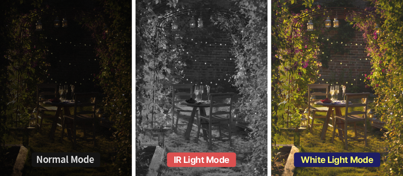 Dual Light with IR and White Light for clear, accurate color videos in low-light and nighttime