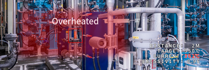 Thermal imaging (thermal sensing) sensor and special glass application increase thermal temperature transmittance and sensing sensitivity to detect heat up to 450℃ and optimize heat sensitive equipment and factory automation